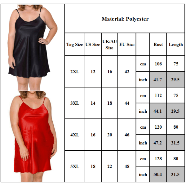Pyjamas Dam Nattkläder Underkläder Nattlinne Plus Size Red 4XL