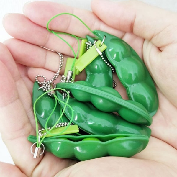 2 Pack - Gröna bönor - Bönor - Fidget Toys - Sensorisk Nyckelring Green