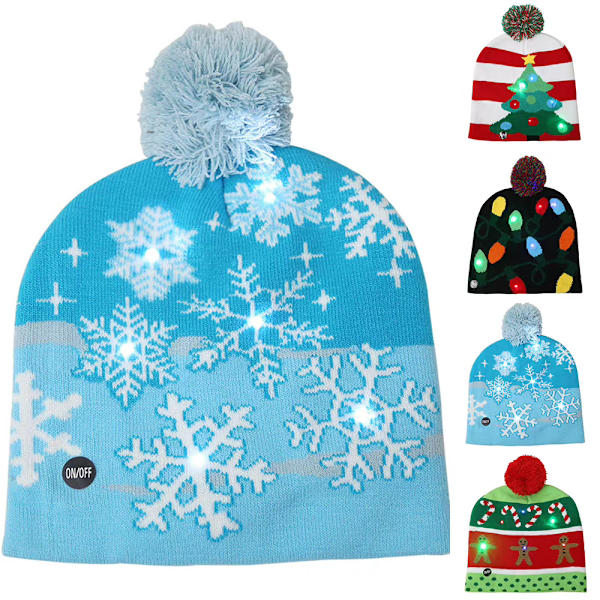 LED-jouluneulepipo, unisex, talvinen neulepipo C