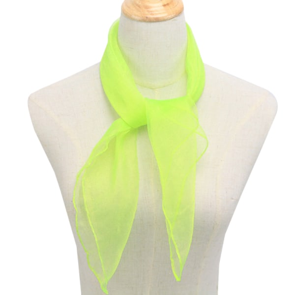 Dam 50-tal Kvadrat Chiffon Halsduk Huvudduk Sjal Wrap Fluorescent Green 60*60cm