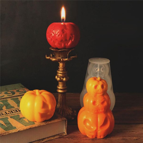 3D Pumpa Ljusformar Silikonform DIY Ljus Tårta Bakning A