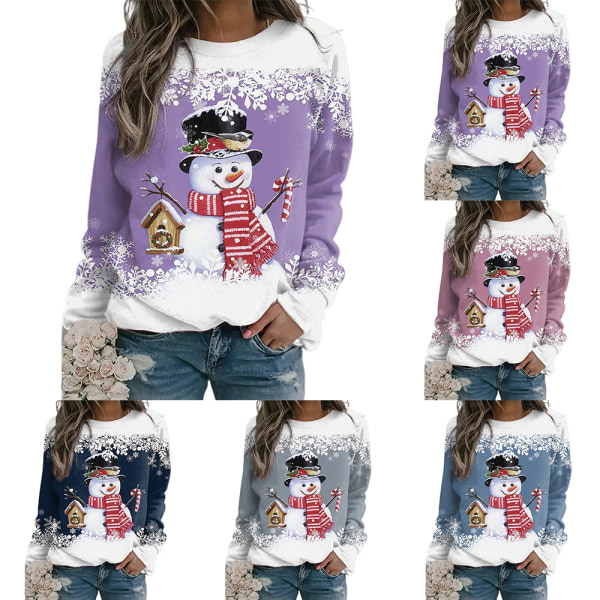 Juletopper for kvinner Snømann Gensere Langermet Bluse B M