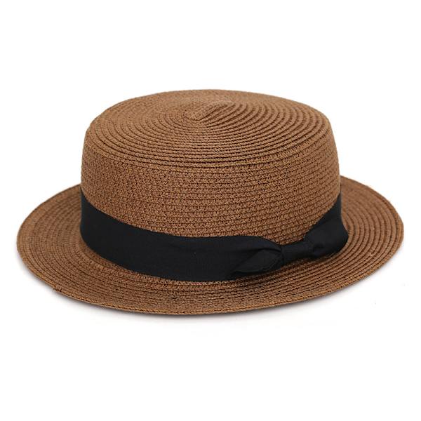 Dam Straw Boater Hat Sommar Solskydd Keps Bredbrättad Strandhatt Deep khaki