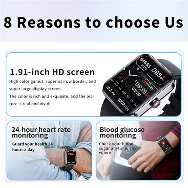 Bluetooth-samtal Smart Watch Outdoor Tre Proof Sports Klockor Hjärtfrekvens Armband Pink