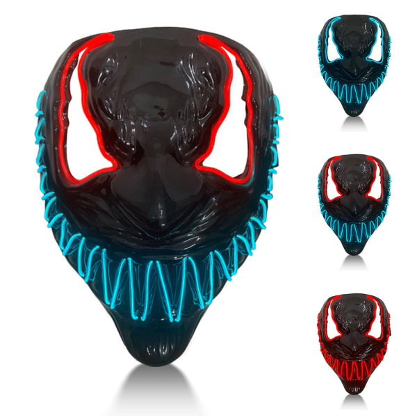 Venom 2 Led Mask Halloween Light Up Mask Party Kostym Red Blue