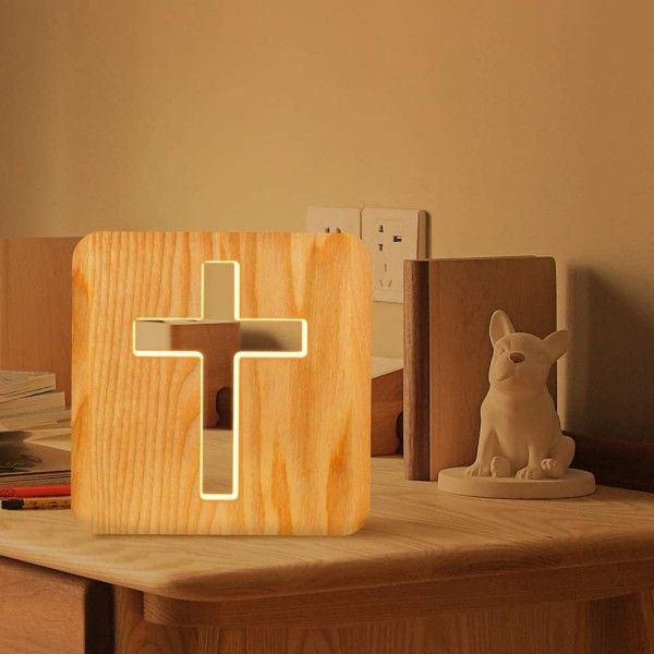 3D träkors nattljus skrivbord bordslampa dekoration för barn