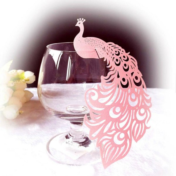 100 st Vin Glas Kort - Bröllop Bord Dekoration - Crea Gold 100 PCS