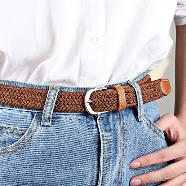 Läder Canvas Flätad Midjebälte Vävt Bälte för Jeans Byxor brown
