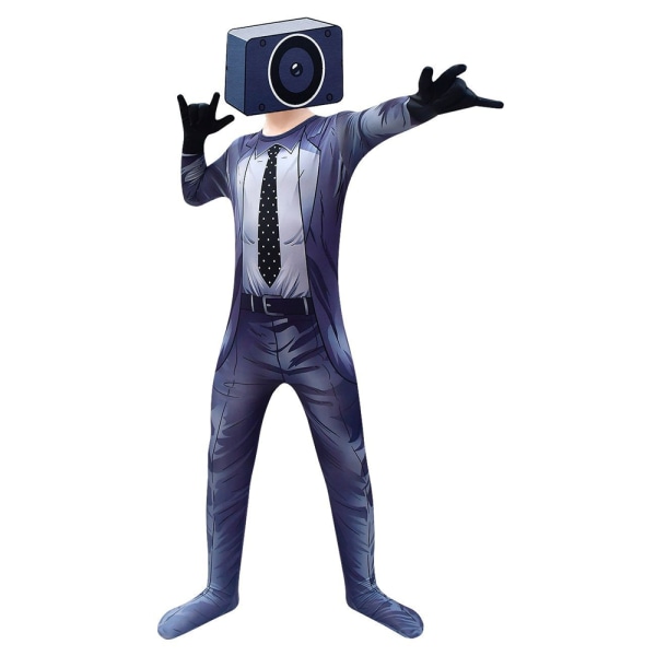 Halloween Barnkostymer för Barn Skibidi Toalett TV Jumpsuit Mask 110cm