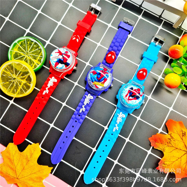 Kids Spiderman Watch Rotation Flip Strap klockor Royal Blue