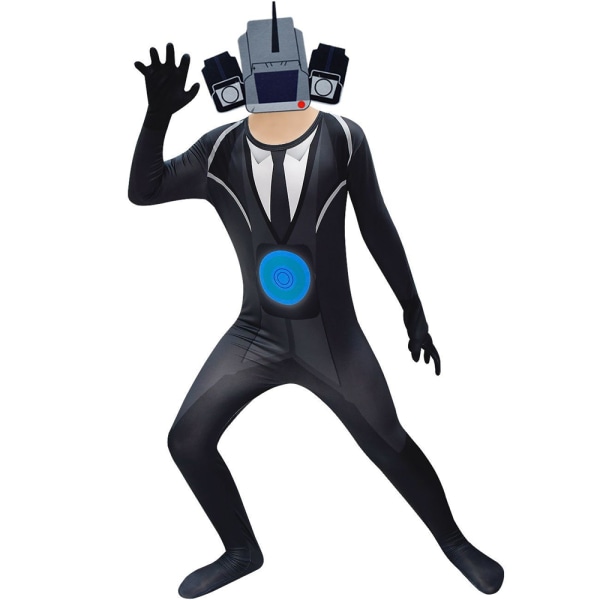 Halloween Barnkostymer för Barn Skibidi Toalett TV Jumpsuit Mask 130cm
