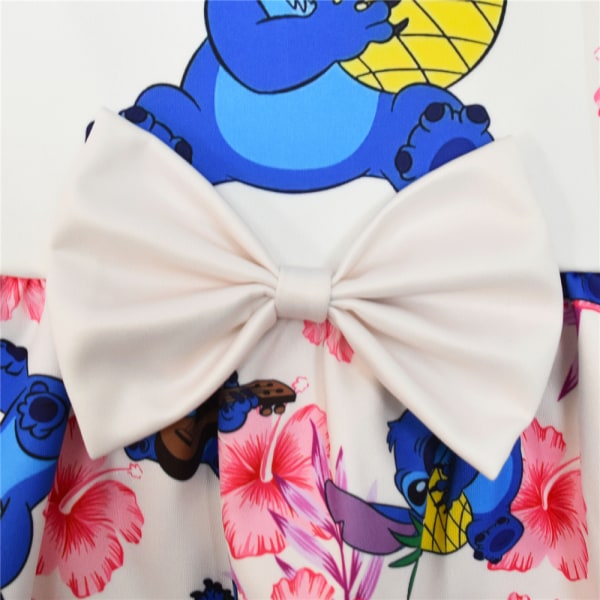 Barn Flickor Stitch Cartoon Princess Dress Balklänning Födelsedagsfest Skater Klänning #2 130cm