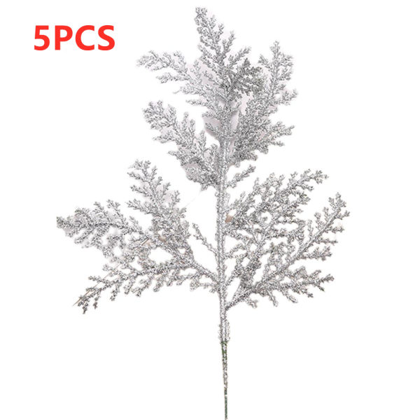 5 st konstgjorda tallblad gren julträdkrans festdekor silver 5PCS