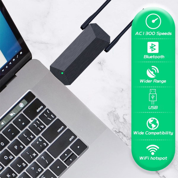 USB WiFi-adapter Nätverksextern mottagare 300Mbps Black