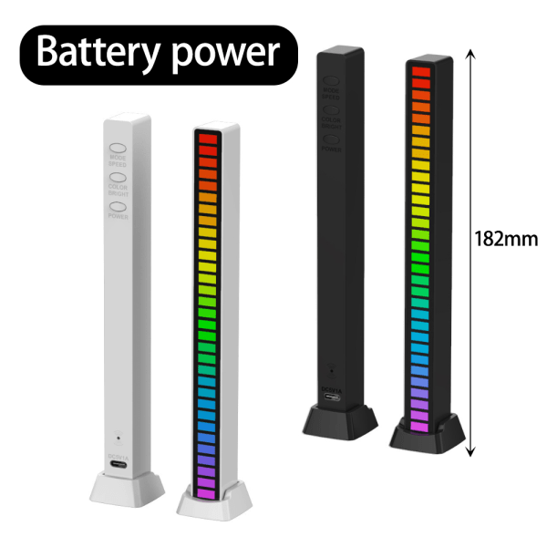 LED Light Bar RGB Music Röstaktiverade lampor för spelrum black