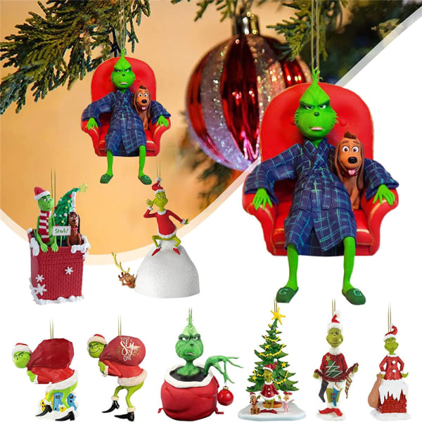 1 st Hängande Resin Ornament Grinch Julgransdekoration A