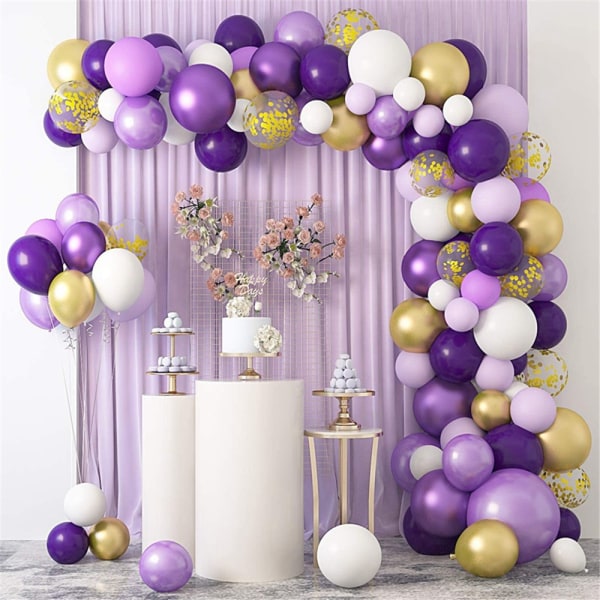 129 st Lila ballonger girland kit för bröllop födelsedag dekoration