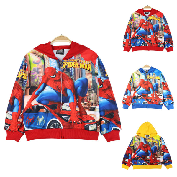 Barn Pojkar Superhjälte Spiderman Hoodie Zipper Coat Print Jacka Red 6-8 Years