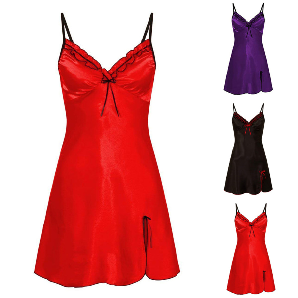 Sexiga underkläder för kvinnor Sovkläder Babydoll Spetsunderkläder Red 2XL