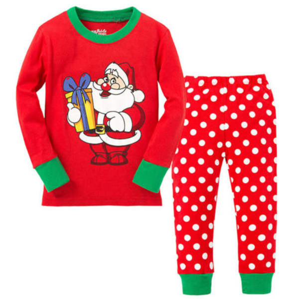 Baby Girl Pojke Jul Outfit Pyjamas Set Nattkläder Loungwear F 110cm