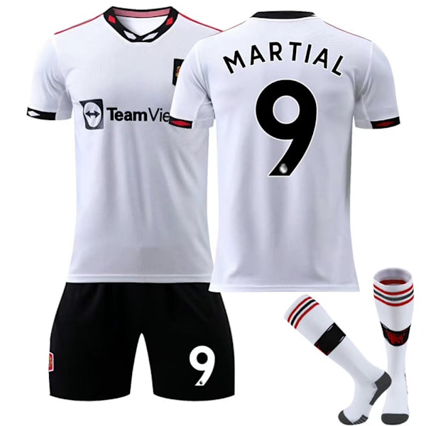 Lasten jalkapallopaita Premier League Man L Vieras Valkoinen Pelipaita #9 10-11Y