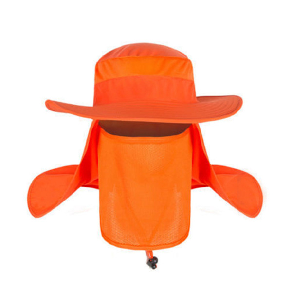Mesh Fishmen hatte med bred skygge og klap til mænd og kvinder med maske Orange