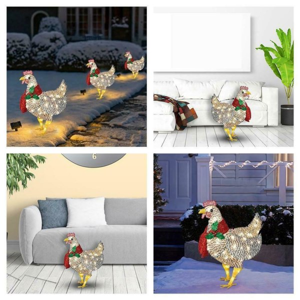 Xmas Light-Up Kyckling med halsduk LED Holiday Decor Outdoor Yard L