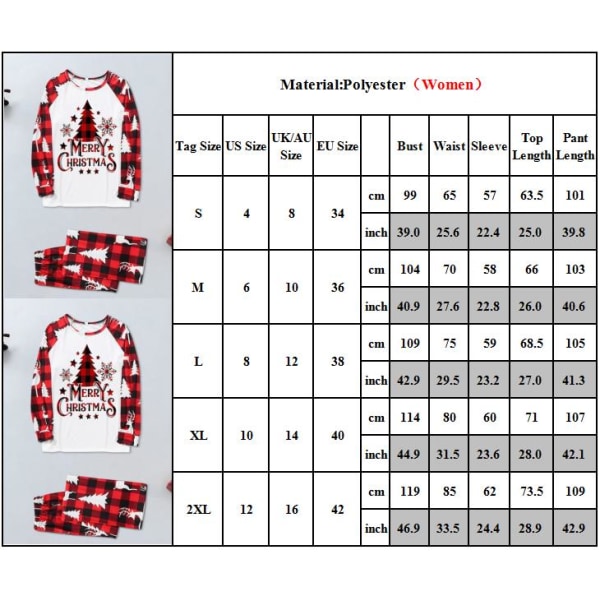 Matchande Familjepysjamas för Jul - Mamma, Pappa, Barn och Baby Jumpsuit - Nattkläder Women XL