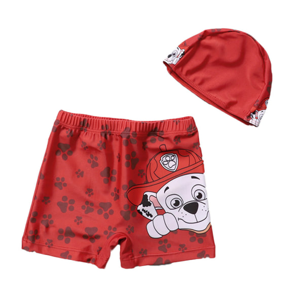 Barn Pojkars Badbyxor Med Badmössa Sommar Barn Board Shorts Barn Pojkar Badkläder Två Delar Strand Surfing Red 2XL