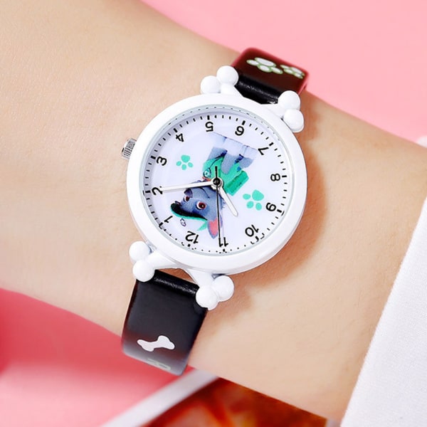 Cartoon 3D Paw Patrol Armbandsur Barn Klocka Flickor Pojkar Barn Klocka Present Black