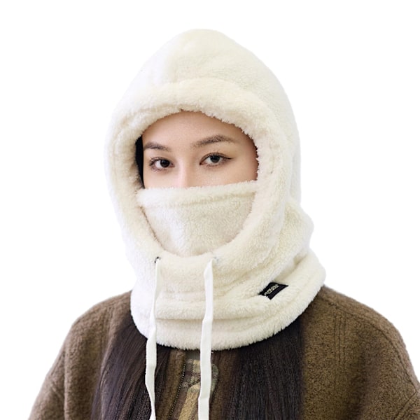 Sherpa Huva Skidmask, Sherpa Huva Hög Polar Sammet Skidmask, Vinter Balaclava Halsduk Mask för Kallt Vindskydd Milky White