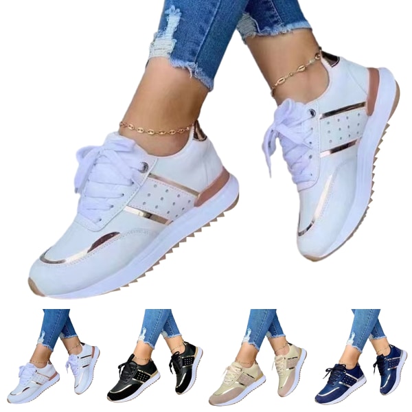 Kvinnors Slip On Flat Shoes Outdoor Sneaker Mode Sportskor gold 42