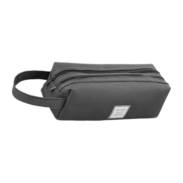 Pennfodral i Canvas, Stor Kapacitet, Enkel Design Gray