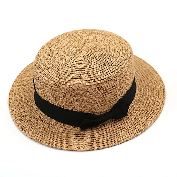 Dam Straw Boater Hat Sommar Solskydd Keps Bredbrättad Strandhatt Khaki