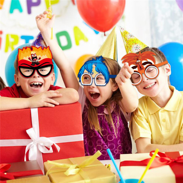 Inside Out 2 Party Papir Briller Foto Booth Rekvisitter for Barn Gutt Jente 12PCS