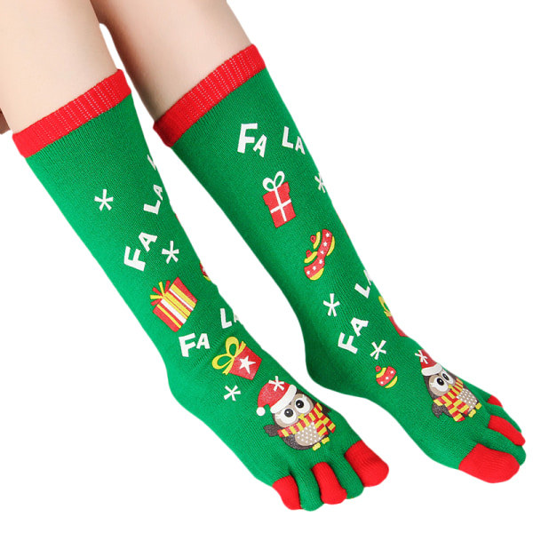 1 par Unisex Julroliga Femfingriga Tåstrumpor Mid Calf C