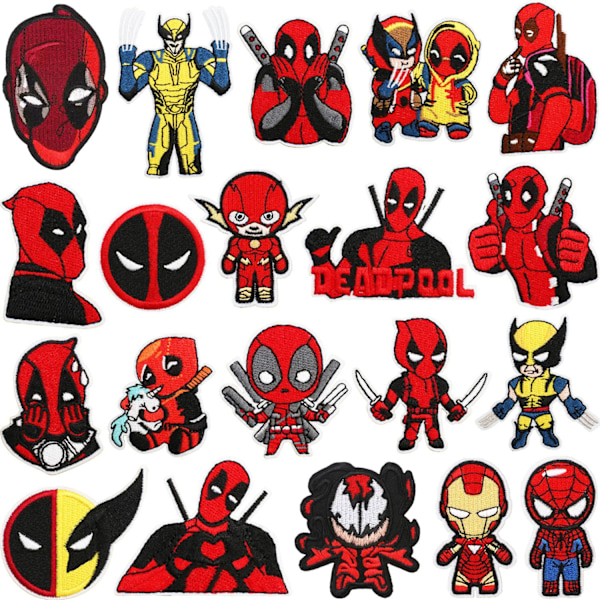 20 st Anime Deadpool Thorn Applikationer Stryk på Broderade Märken Kläder DIY 20PCS