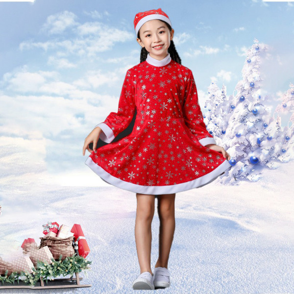 Kids Holiday Santa Claus kostym Julfest Dress-up outfit Girls 110CM