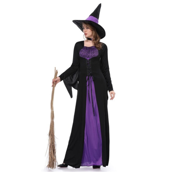 Kvinnlig Häxa Maskeraddräkt Halloween Bokvecka Kostym & Hatt Outfit L