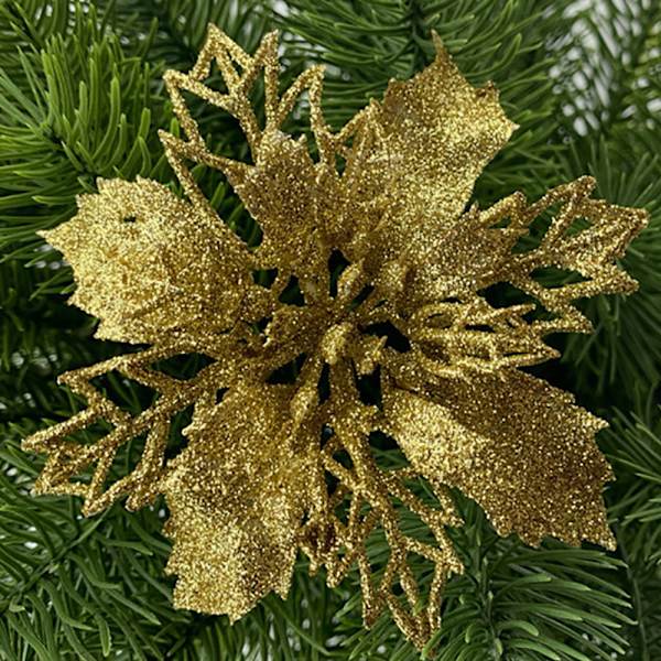 Julgranspynt 10 st Konstgjorda Blommor Bröllopsdekoration gold 10PCS
