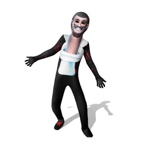 Halloween-kostym för vuxna, Skibidi Toilet TV Jumpsuit med mask D 170cm