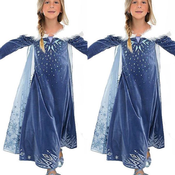 Prinsessdräkt Cosplay Fancy Dress Up Vinterkläder bule 110