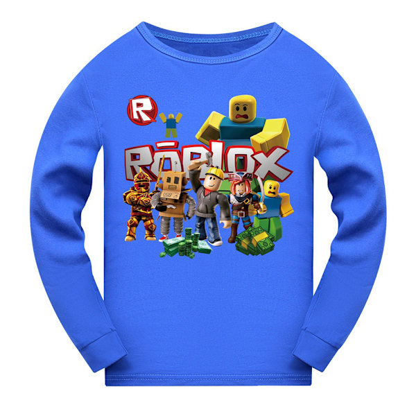 Barn Roblox Spel Långärmad Pyjamas PJ Set Sovkläder Nattkläder Pyjamas Outfit Present Dark Blue 140cm