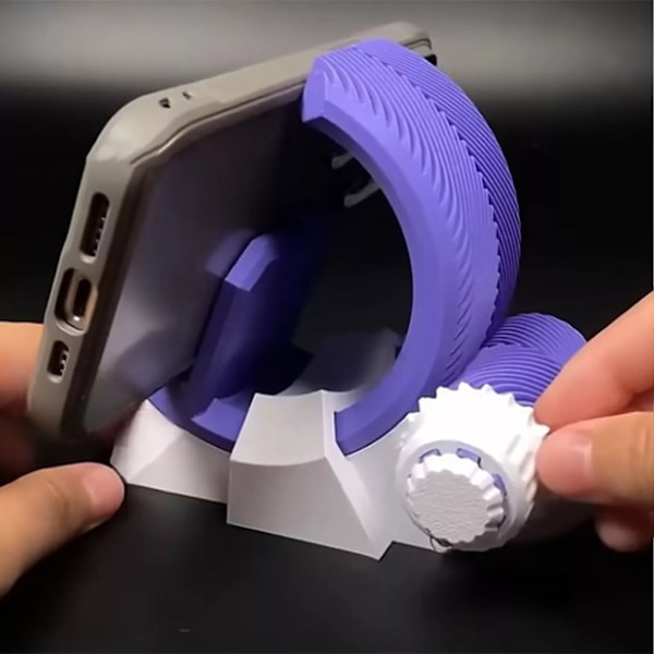 3D-printat Telefonställ med Fiskbensmönster, Roterbart Justerbart, Universellt