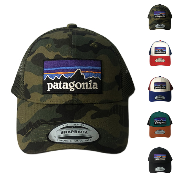 Patagonias Trucker Baseball Cap Snapback Meshback Sommar Solhatt för Män och Kvinnor Orange green