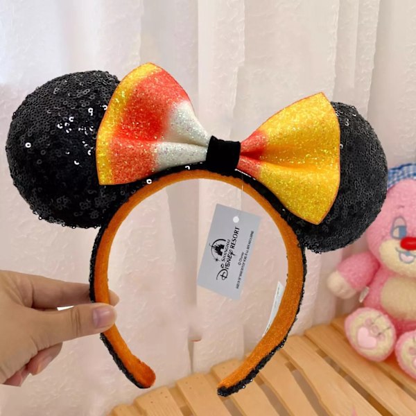 Halloween Candy Corn Sequin Minnie Mouse Korvapanta Rusetti Hiukset Panta Alice Panta
