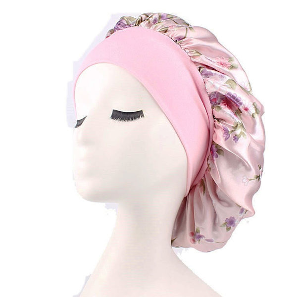 Satin Sovbonnet för Kvinnor med Bredt Band Pink
