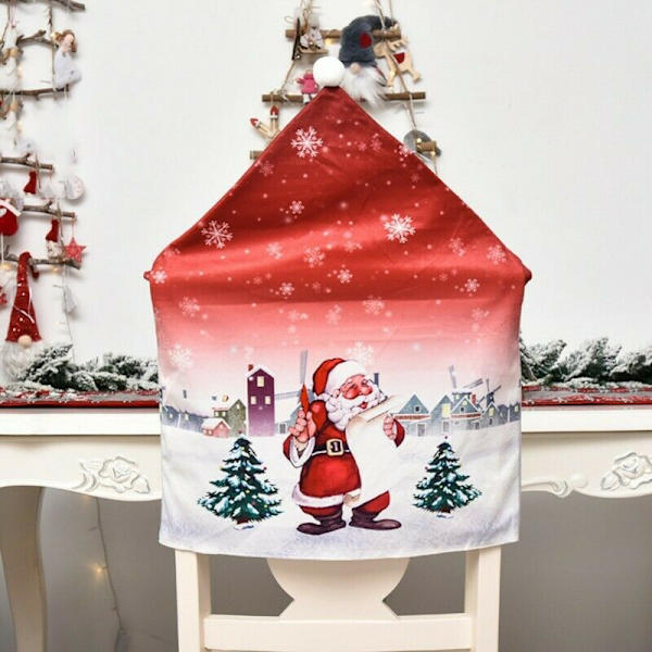 Jul Matsalsstolsöverdrag Tomte Mössa Stolsöverdrag Santa Claus
