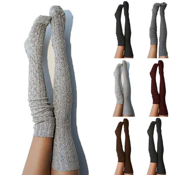 Enfärgade strumpor för kvinnor för vintern Light Gray