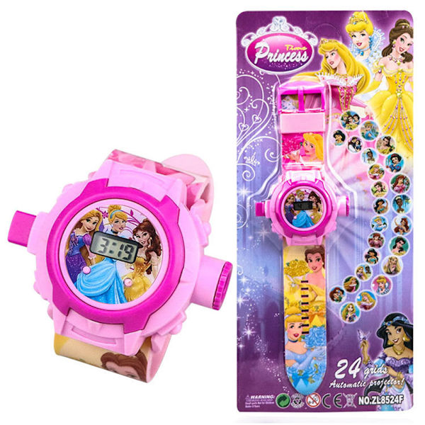Sarjakuvahahmo Digitaalinen rannekello Lasten 24 kuviota Projektio Lelu Kello Lahja Pink Princess